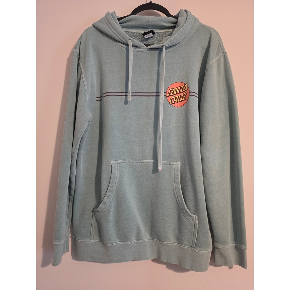 Santa Cruz Hoodie Mens M Blue Cotton Blend Pullover Skate Classic Logo Y2K Dot